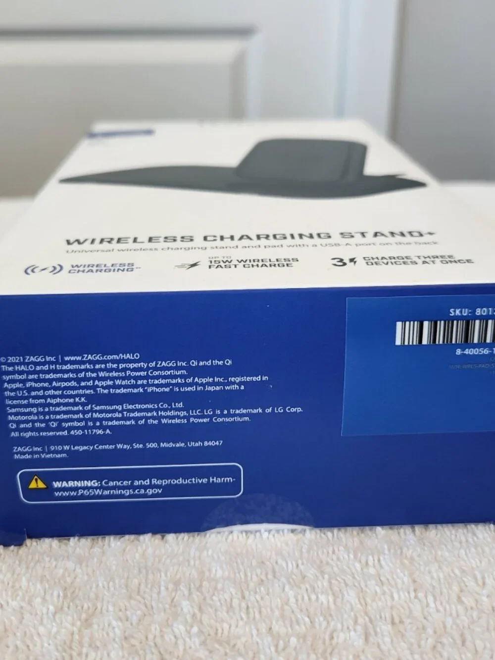 HALO Wireless Charging Stand+ 15W Fast Charge 3 Devices Qi NEW Sealed